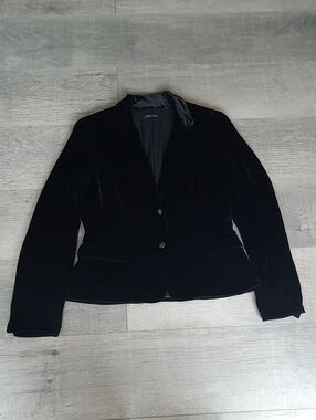 Tahari Black Silk Blend Velvet Blazer Jacket- Medium